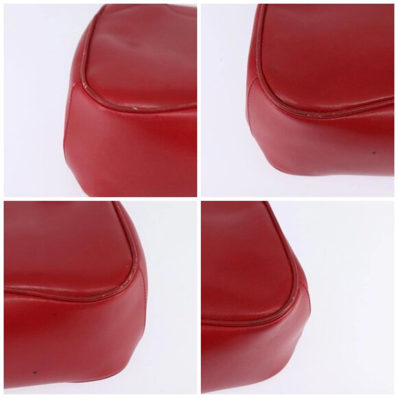 GUCCI Bamboo Shoulder Bag Leather Red Gold Auth 145209 - Picture 14 of 16